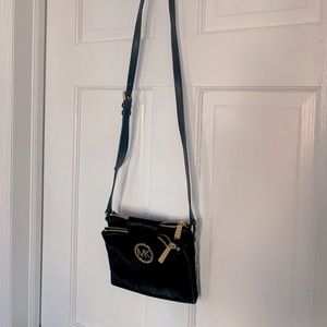Michael Kors black leather cross body wallet bag